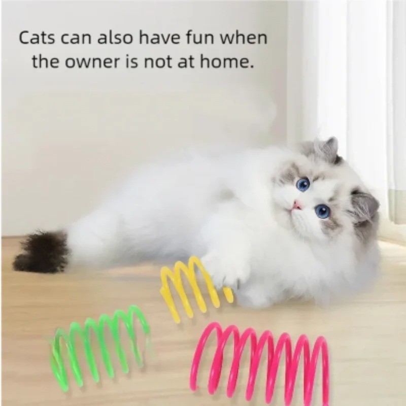 4PC Cat Spring Toys Plastic Coil Spiral Kitten Hunting Swatting Indoor ...