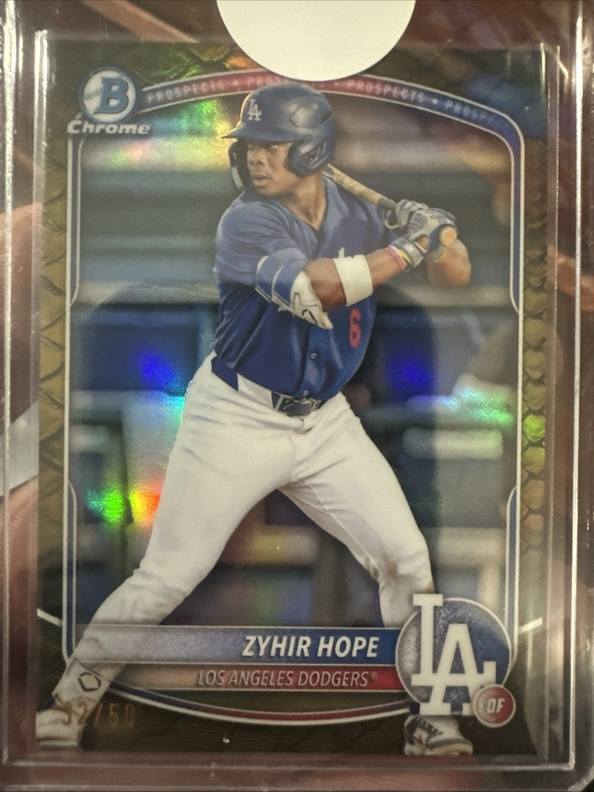 2025 Bowman - Chrome Prospects Zyhir Hope #BCP-2 Gold Reptilian Refractor /50