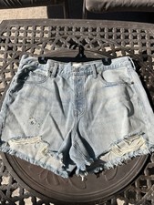 Size 12 Universal Thread Goods Co. distressed medium wash denim high rise shorts