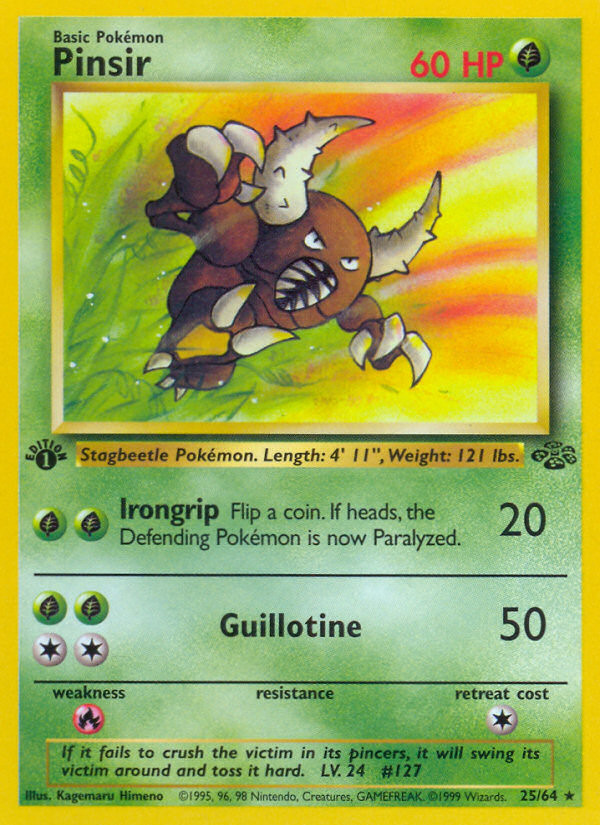 Pinsir 25/64 Rare Jungle Pokemon Unlimited Moderately Played