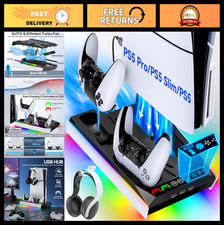 Cooling Station for PS5 Slim Pro - Auto Turbofan, 3-Speed Fan, Vertical Stand 