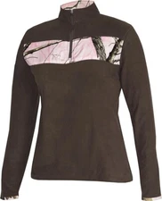 HABIT Realtree Camouflage 1/4 Zip Pullover Fleece Camo Sweatshirt Women S 4-6 BR