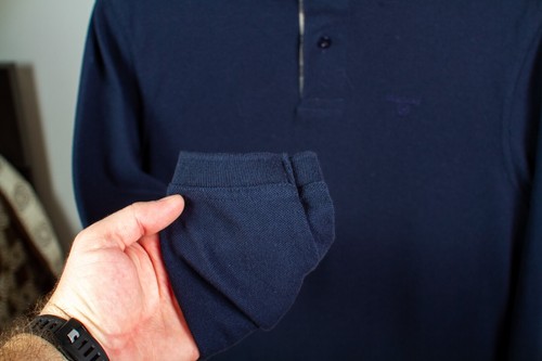 Barbour Polo Shirt Long Sleeve Blue T-Shirt Size M Medium Cotton - Picture 5 of 11