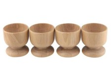 Image of Beech Egg Cup Set of 4 Natural Wood Breakfast Tableware 5cm Rustic and Durable