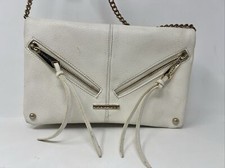 Rampage Womens White Crossbody Bag Faux Leather Goldtone Hardware And Chain