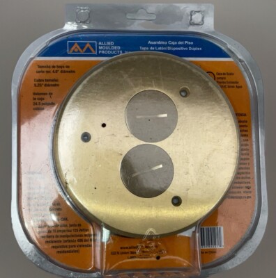 Allied Moulded FB-3 Round Floor Box Assembly Brass Cover/Duplex Outlet New