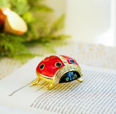 HYALINE & DORA Collectible Ladybug Large Enamel Hinged Trinket Box  