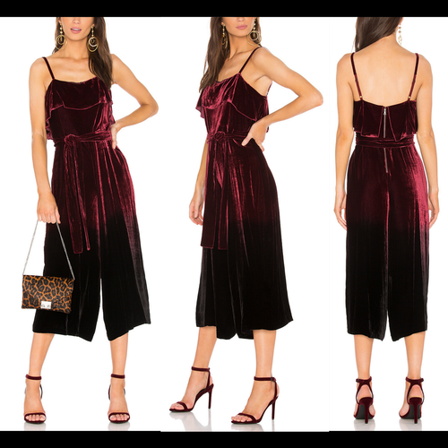 Olivia Ally Cropped Velvet Jumpsuit in 
