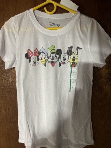2 Disney Women's Size Medium White Classic Characters Print Short Sleeve Tee NWT - Picture 2 of 3