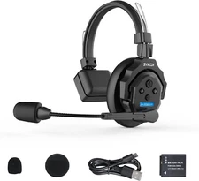 Wireless Intercom Headset for 1-Person Full Duplex 2.4GHz Bluetooth Headset