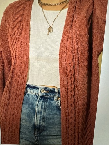 HYFVE Rusty Mauve Chenille Cable Sweater NWT S - Picture 4 of 11