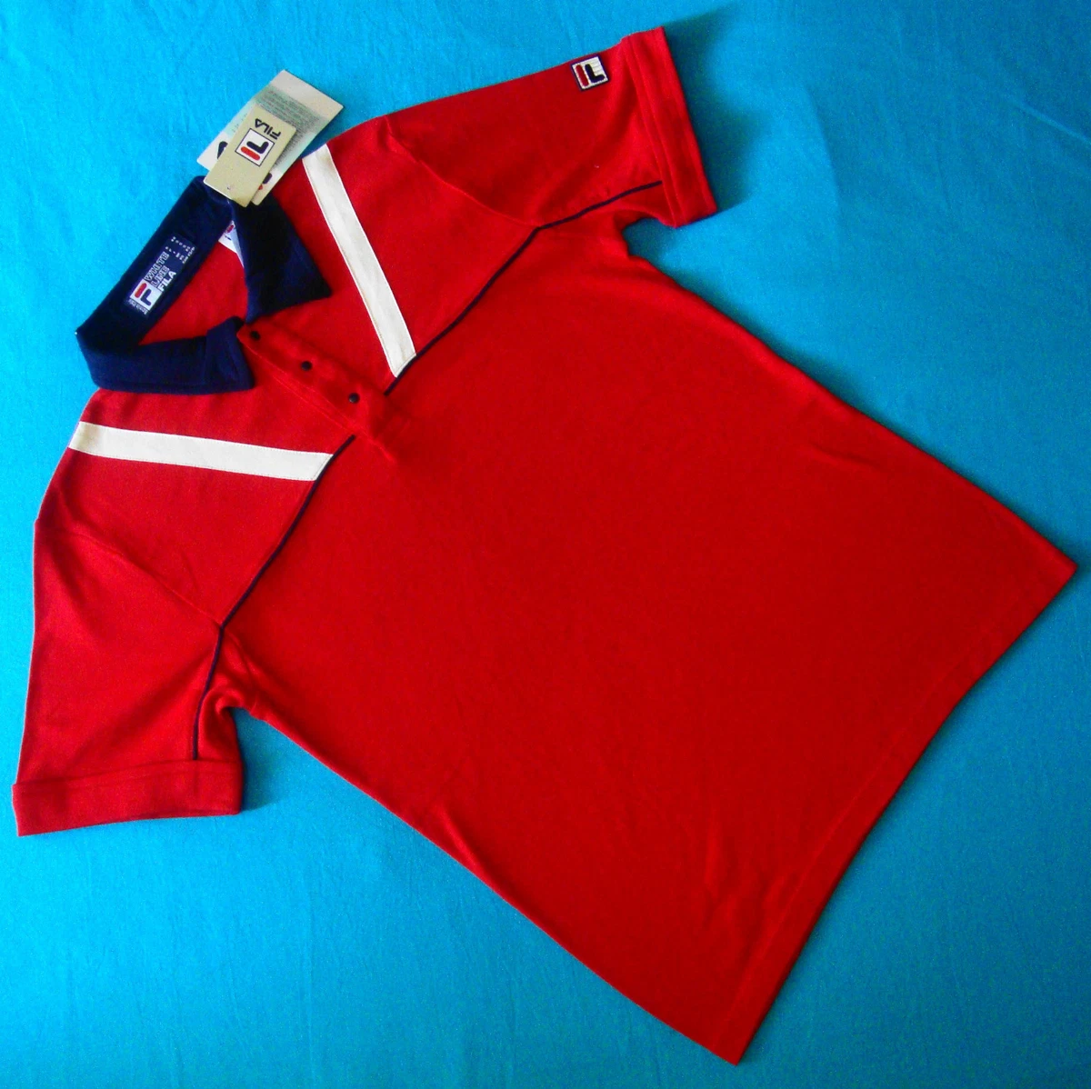 POLO T SHIRT stile vintage 80 s FILA WHITE LINE era Borg TG.46 XS New RARE