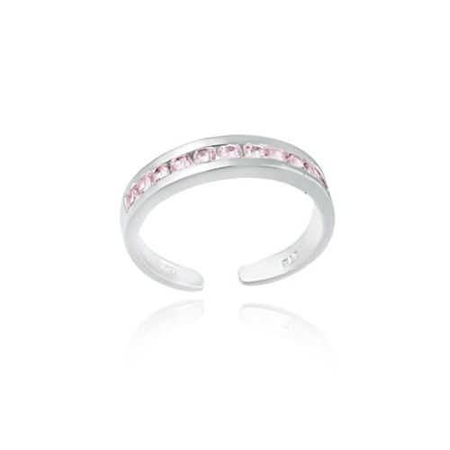 925 Sterling Silber Rosa Cz Zehen Ring - Afbeelding 1 van 3