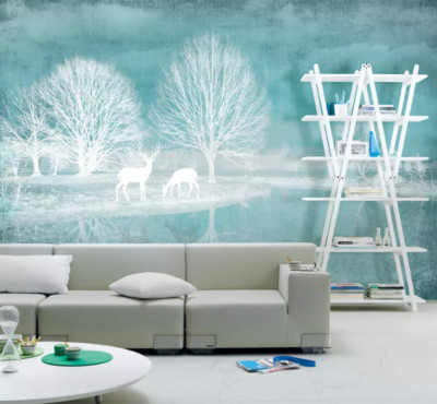3D White Branch Deer G15202 Wallpaper Wall Murals Removable Self-adhesive Honey