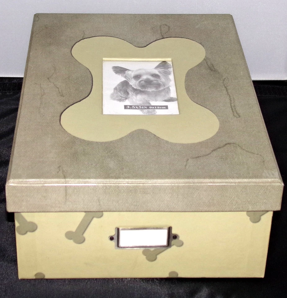 Marcos de fotos de metal para perros mejores amigos con caja de almacenamiento de fotos 2 marcos caja abierta NUEVO Foto 2 de 4