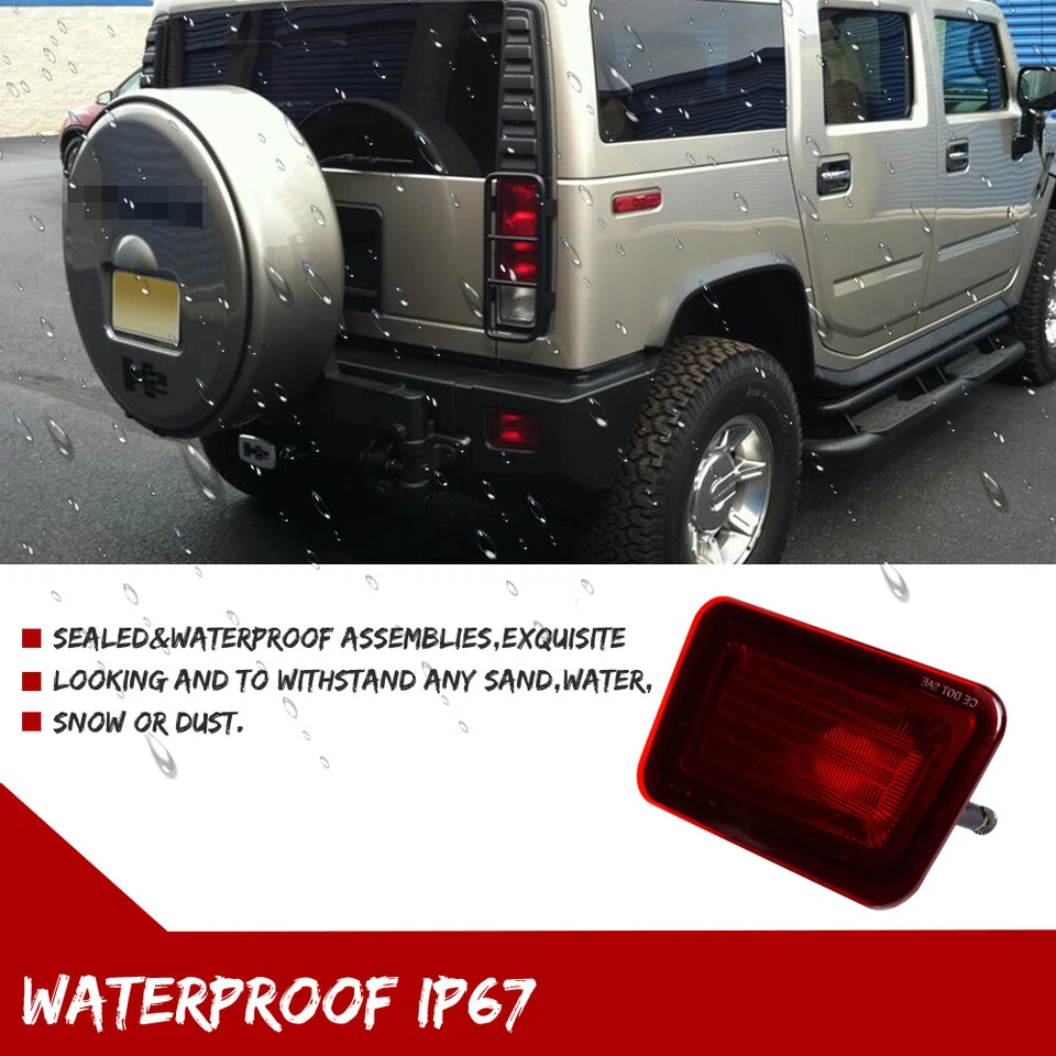 Lámparas de luz trasera reflectores de parachoques trasero lente roja especificaciones originales para Hummer H2 2005-2009 Foto 4 de 4