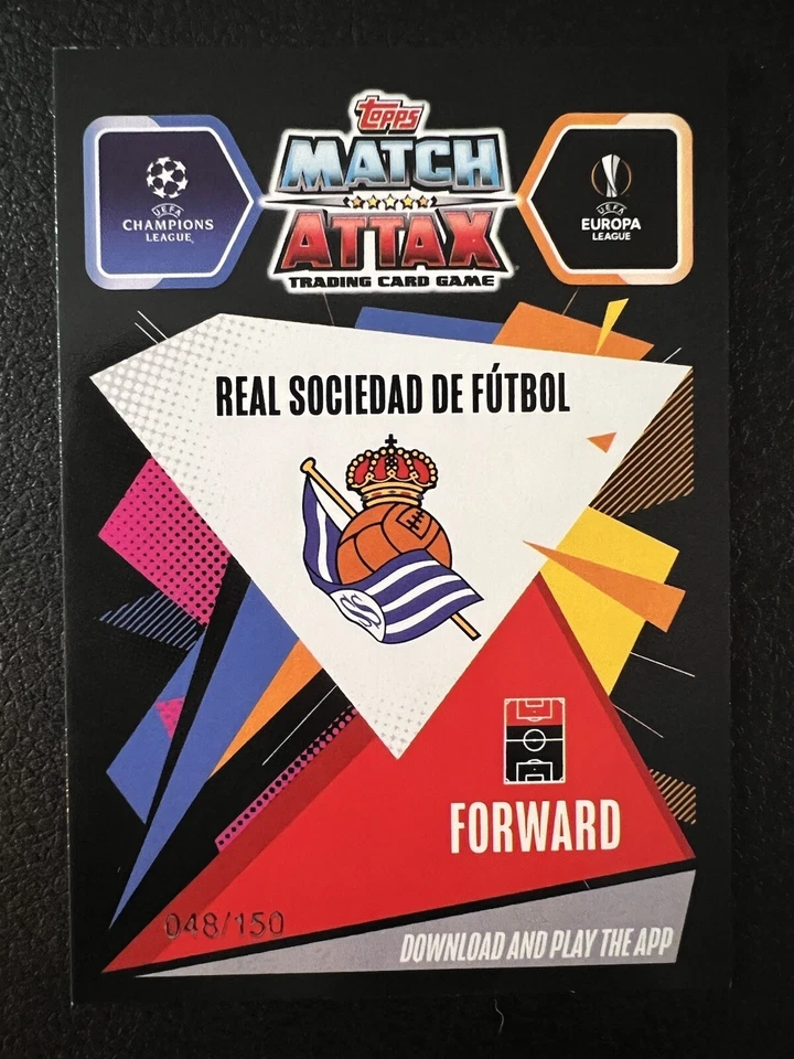 MIKEL OYARZABAL 2020-21 TOPPS CHROME MATCH ATTAX Blue /150 - 76 - Image 3 of 3