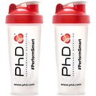 PhD Nutrition Protein Shaker Mixer Bottle 2 x 600ml Sports Supplement Shakers