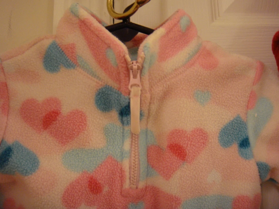 Lot of 2 Baby Girls Jackets One Red Quilted and One Pink Fleece size 12 Mo - Image 3 of 4
