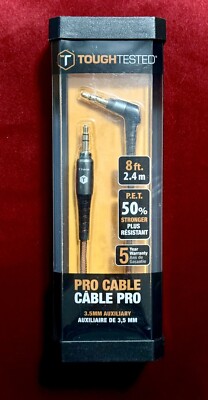 Tough Tested Pro Cable Audio 3.5 mm Auxiliary Cable 8ft TT-PC8-AX2 Stronger