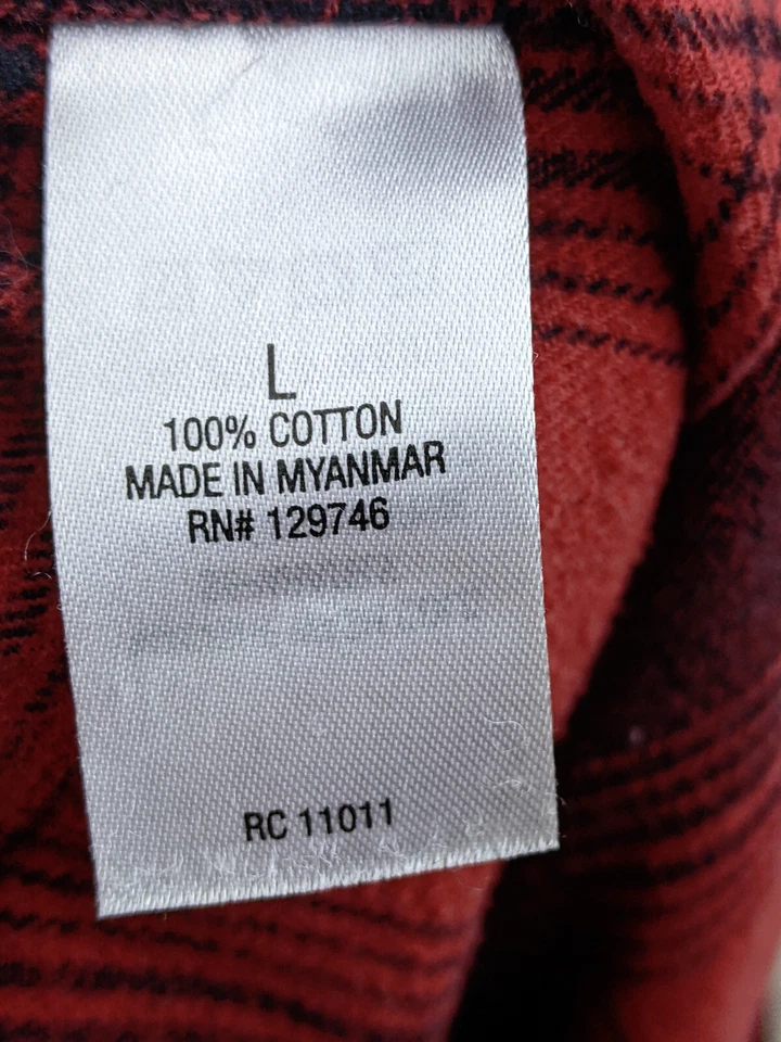 Camisa Ridgecut Toughwear Para Hombres Grande Roja Negra Tartán Botón Franela Pesada Foto 3 de 4