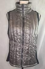 Calvin Klein Performance Puffer Vest Silver Black Premium Down Headphone Access 
