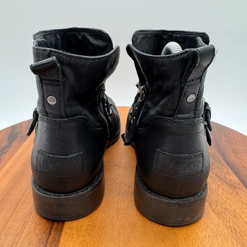 UGG Australia Camile Boots Womens 8.5 Studded Ankle Strap Leather Black Casual - Picture 5 of 11