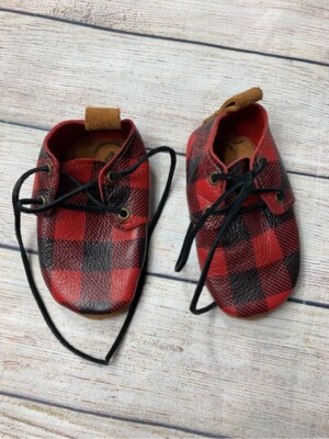 Honey & Hide Buffalo Plaid Shoes Gender Neutral Boys Girls Holiday Handmade 