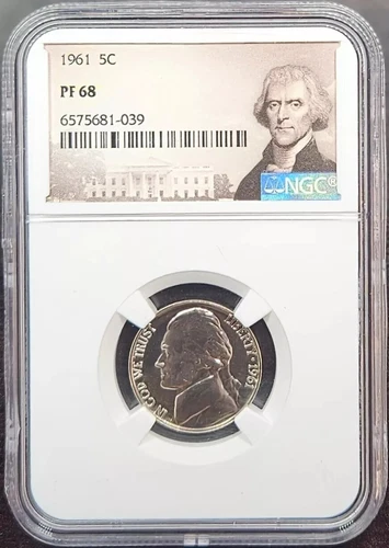 1961 Jefferson Nickel 5C NGC PF 68
