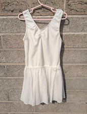 white iEFiEL dance BALLET LEOTARD w/ skirt youth size XL 7/8 ballet dress 