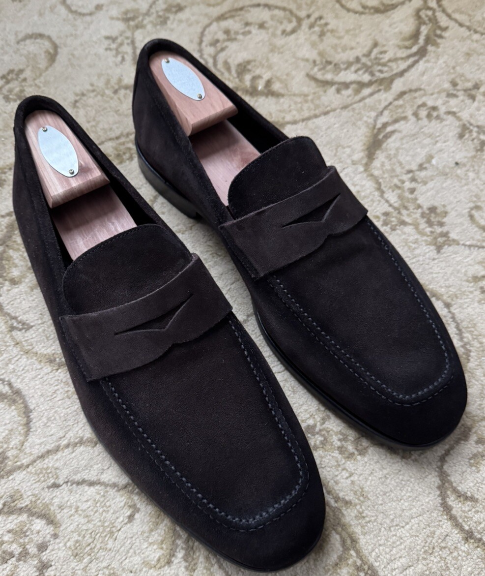 TO BOOT NEW YORK “RONNY” Brown Suede Penny Loafers Size 11.5  display picture 3