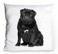 Kissenbezug 40X40Cm - Schwarzer Mops - Portrait Dog Kissen HüLle Hund Deko