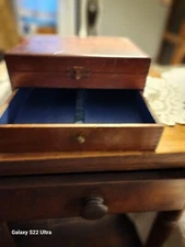 Vintage Wood Flatware Storage Chest w drawer