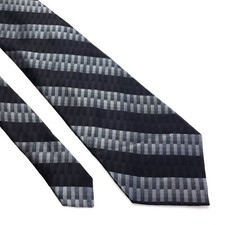 Croft  Barrow Black Gray Striped Geometric Silk Tie