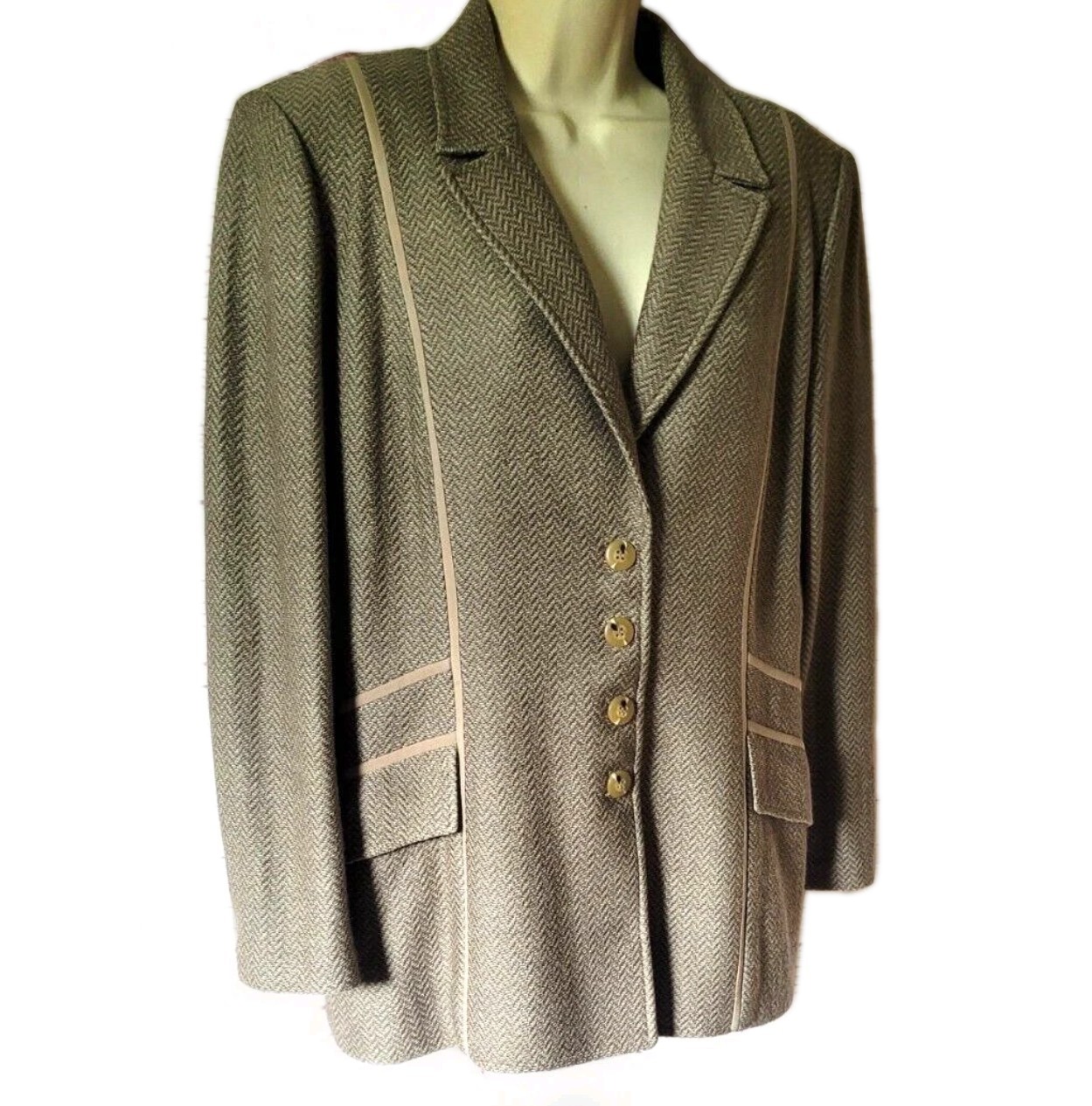 St John Collection Herringbone Jacket Blazer 12 B… - image 1