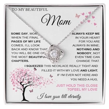 To My Mom Love Knot Necklace Gift – Sentimental Message Card & Gift Box
