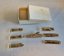 Vtg Tie Tack Novelty Mad Men 60s 70s Interchangeable Sayings Gold Toned