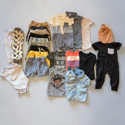 Baby Boy 12-18M Clothing Lot 22pc Gap Childrens Place Olive Scout Shorts Rompers