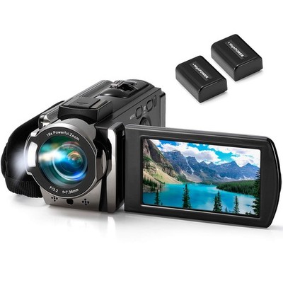 Video Camcorder Digital Recorder Full HD 1080P 15FPS 24MP 3.0 Inch 270 Degree...