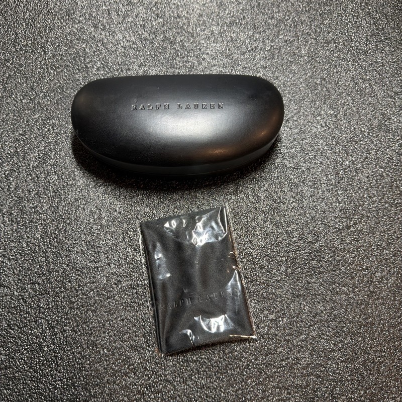Ralph Lauren Polo Black Hard Shell Glasses Case With Microfiber Cloth 