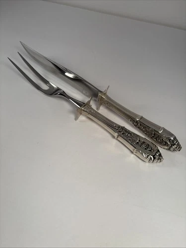 Wallace Sterling Silver Rosepoint 2 Piece Carving Set
