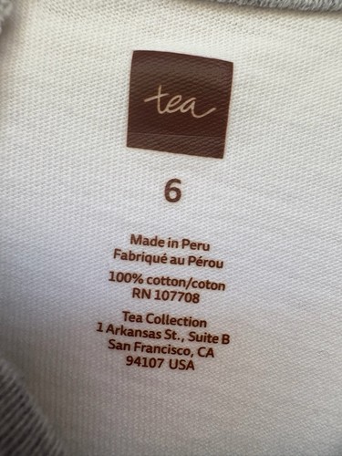 Tea Collection Girls’ Size 6 Cat Front/Back Long Sleeve Graphic Tee - Picture 4 of 5