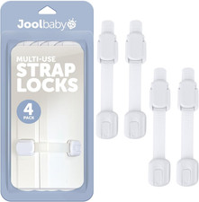 Jool Baby Child Safety Strap Locks 4 Pack Baby Proof Cabinets, Drawers, Fridge