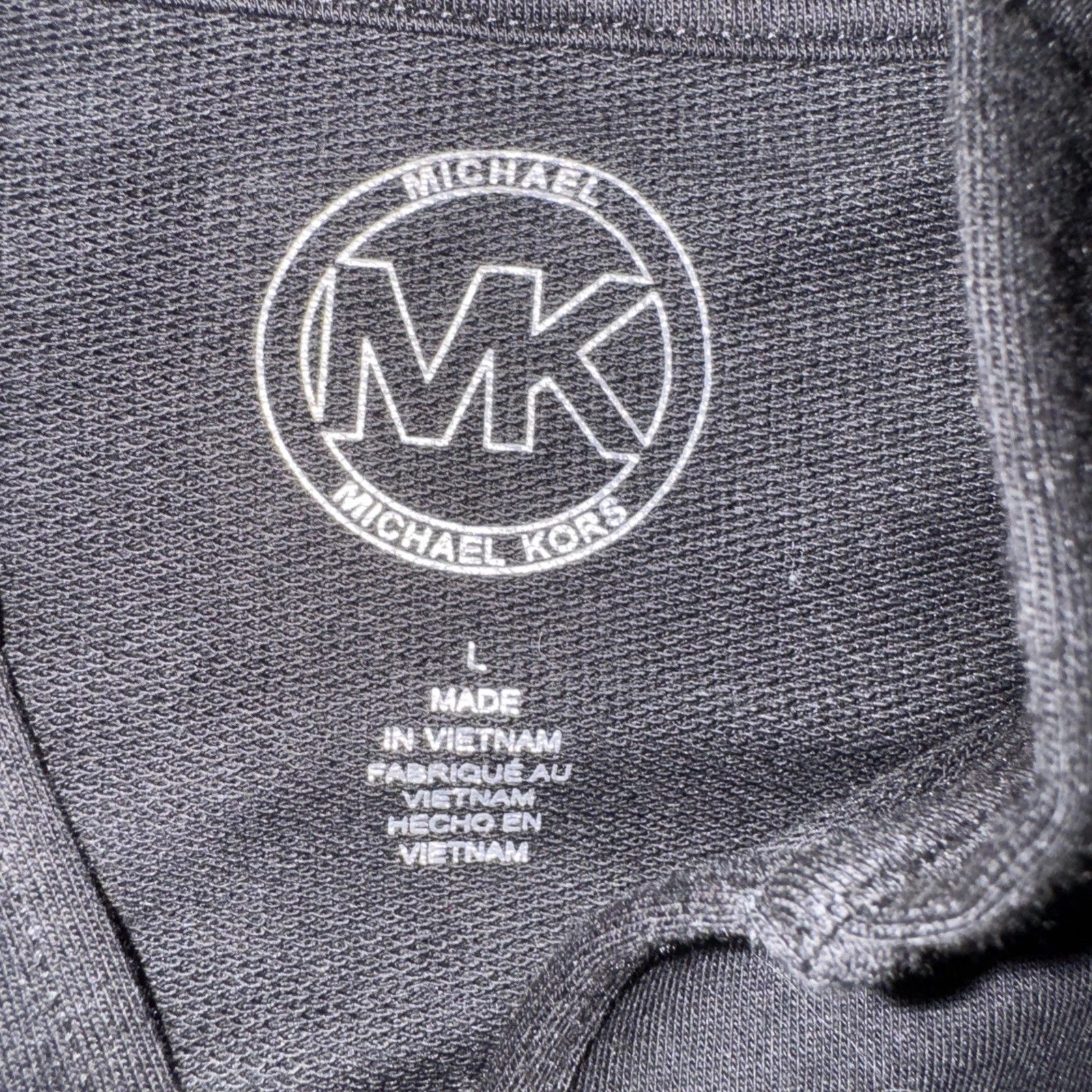 T shirt Michael Kors MK logo maglietta Bling felpa con cappuccio nera taglia L donna #874