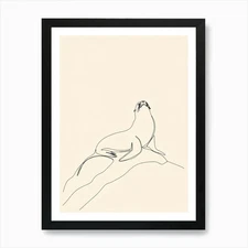 Seal Line Art 1 Art Print Framed Wall Art Poster Canvas Print Picture
