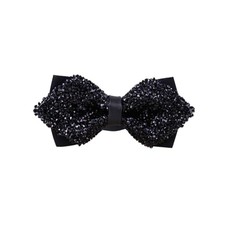 Rhinestone Bowtie for Men Adjustable and Pre-Tied Bow Ties Sparkling Black