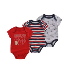 3PCS Fashion Summer Short Sleeve Cartoon Baby Boy Girl Bodysuit Cotton Newborn