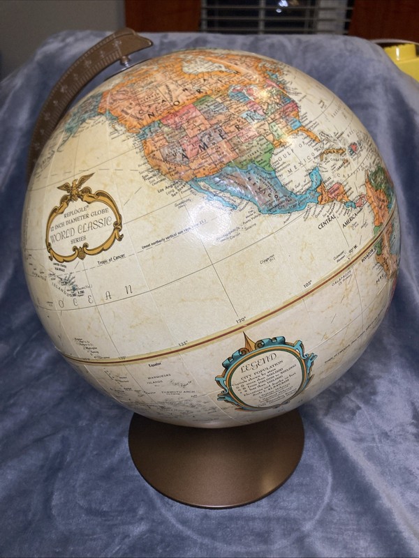 Vintage Topographical Replogle 12 Inch Diameter Globe World Classic Series