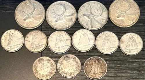 Canadian Silver .80 Coins 43.815 Grams $1.90 Face Value