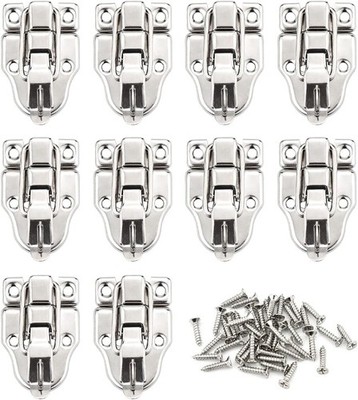 10 Pack Metal Duck-Billed Box Hasp Lock Toggle Latch Catch, Silver 
